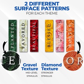 DAZLUR 14 Piece Unique Sensory Stickers for Anxiety Relief - Sensory Strips with Keychains - 2 Textured Surface Fidget Strips Office, Classroom, Vision Board, & Therapy Supplies