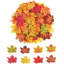WUNZILO 400 Pieces 8 Colours Artificial Maple Leaves Decoration Autumn Leaves Artificial Autumn Leaves Maple Leaves Autumn Decoration Wedding Party Christmas Birthday