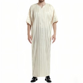Musuly Men's Kaftan - Traditional Thobe Abaya Djellaba, beige