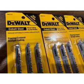 Dewalt DW3701 Cobalt Steel Wood Cutting Jig Saw Blades 3-Pack (Lot of 5 Packs)