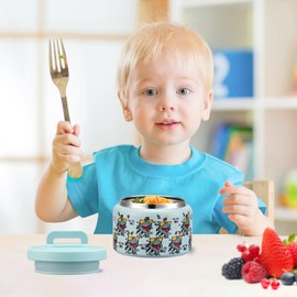 PIQUEBAR 8oz Kids Thermo for Hot Food,Small Lunch Thermos Food Container Stainless Steel,Easy Open Wide Mouth Thermo for Hot Cold Food for Preschool Travel (Blue Dinosaur)