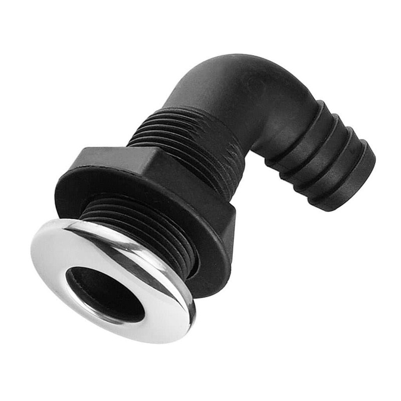 JT-HLM 90 Degree 1-1/2'' Nylon Thru Hull Connector,Black Deck Drain
