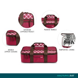 Rachael Ray Lasagna Lugger, Insulated Casserole Carrier for Parties, Fits 9"x13" Baking Dish, Burgundy