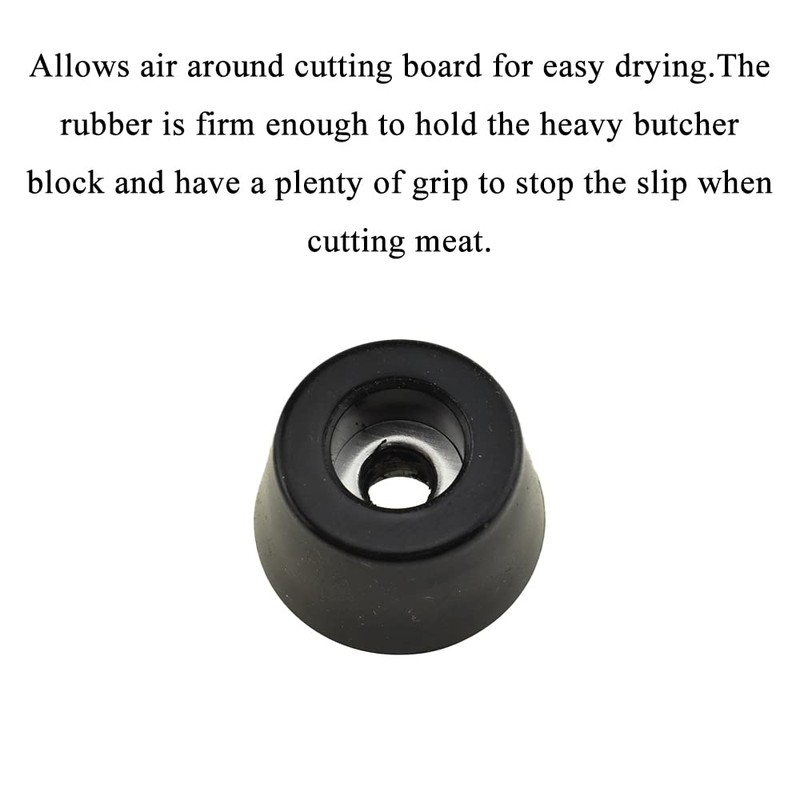 Acoeitl Black Soft Cutting Board Rubber Feet with Metal Screws