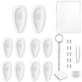 Screw in Eyeglasses Nose Pads,Upgraded Air Chamber Glasses Nose Pieces,Soft Silicone Anti-slip Replacement Nose Guards,Repair Kits for Glasses and Sunglasses Eyewear Frames(14mm,5Pairs)