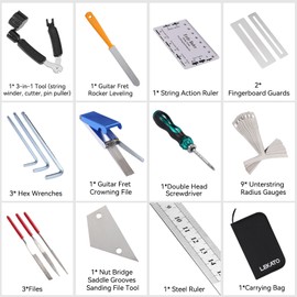 LEKATO 25Pcs Guitar Tool Kit, Guitar Repair Kit, Guitar Maintenance Kit, Guitar String Winder, Hex Wrenches, String Action Ruler for Acoustic Guitar Electric Guitar Ukulele