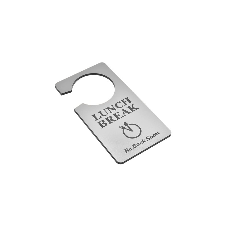 Lunch Break Door Hanger - Be Back Soon Sign (Silver)