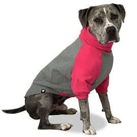 Tooth & Honey Large Dog Sweater/Pitbull/Large Dog Sweater Dog Sweatshirt/Hot Pink & Grey (XX-Large)