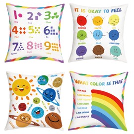 Joymaison 18x18 Set of 4 Kids Reading Corner Throw Pillow Cushion Covers