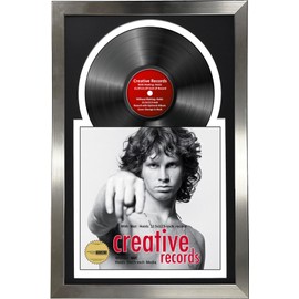 Creative Picture Frames 16x24 Stainless Steel Finish 12-inch Jukebox Record Frame with Black-White Double Matting, Displays both Album Cover and LP including installed Wall hangers