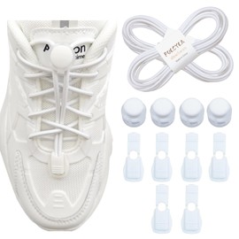 Fulcyla 2 pairs Elastic Shoe Laces -Elastic No Tie Shoelaces for Kids, Adults, Elderly (white 100CM)