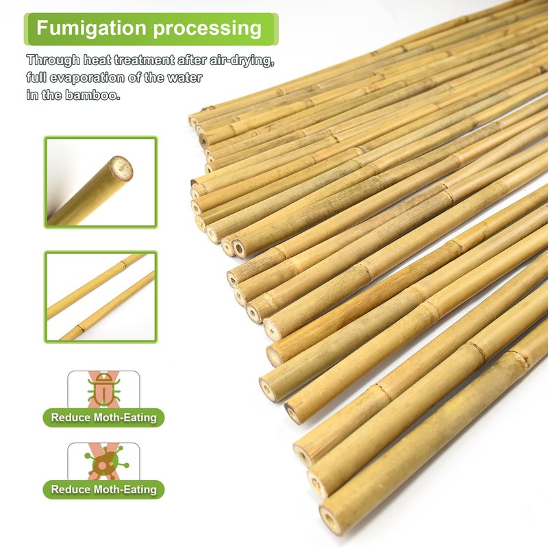 Jollybower 10pcs 1" D Thicker Heavy Duty Bamboo Stakes, 8FT
