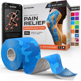 Kinesiology Tape-Incredible Support for Athletic Sports and Recovery+Free Taping Guide-Uncut 2 inch 16.4 feet Roll (Electric Blue Camo + Free Taping Guide, Pack of 1)