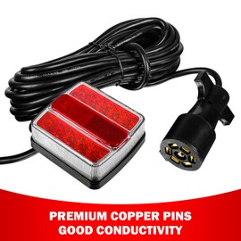 WUSHIXAN Magnetic Trailer Light Kit for Towing, 24ft Cable With 7-Pin Plug, IP68 Waterproof, DOT Certified