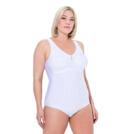Ulla Popken Ladies Plus Size Plus Size Pinstripe Shaping Bodysuit Bra Free
