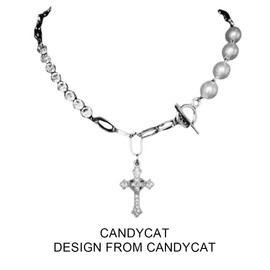 PLABBDPL Necklace with pendentif en shape de petite croix en argent et pearls, necklace croix argentée pour femme pearls gothiques necklace chaîne clavicule necklace de déclaration Chaîne Bijoux Y2k