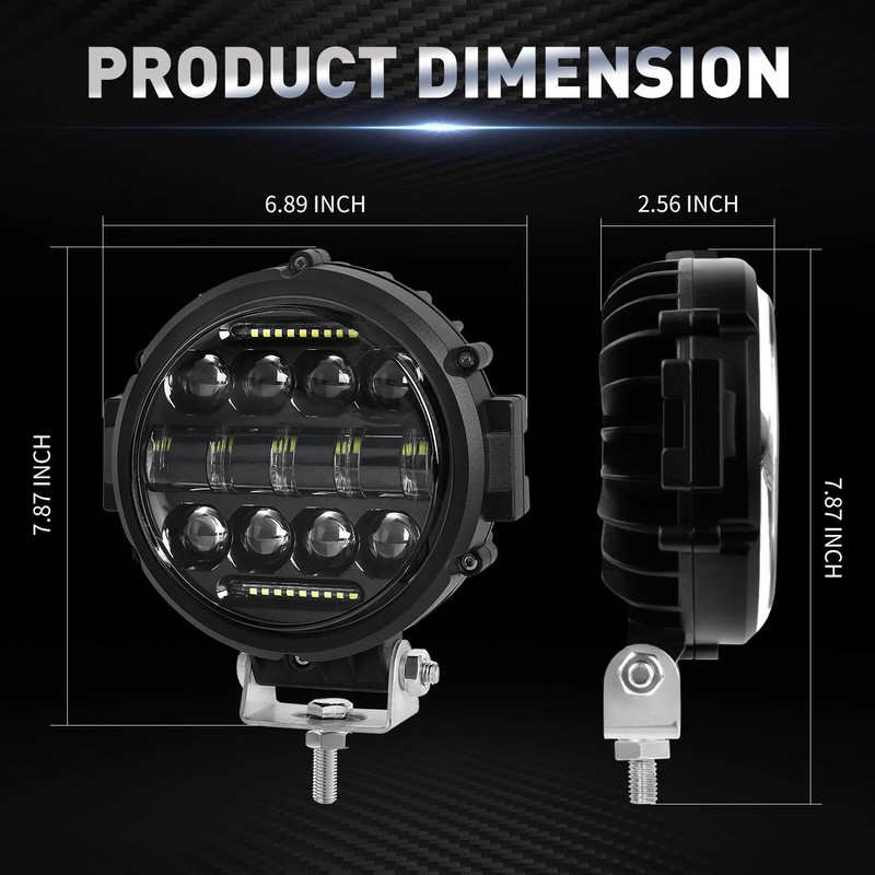 Aaiwa Round LED Work Light, 60W Flood Spot Combo Beam