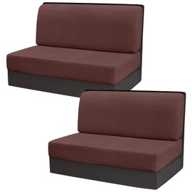 Gollense RV Dinette Cushion Covers, Stretch Camper Dinette Cushion Covers, Sectional Replacement RV Seat Covers for Travel Trailer Couch - Includes 2 Backrest Cover & 2 Bench Cover (T-Coffee)