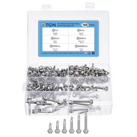 DTGN 165Pcs #12 Hex Washer Head Self Drilling Screws Kit - 5/8", 3/4", 1", 1-1/4", 1-1/2", 2" 410 Stainless Steel Self Tapping Sheet Metal Screw Assortment - Good for Metal