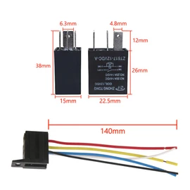 ESUPPORT Car Heavy Duty Relay Switch 12V 30A SPDT 5Pin Wire Socket Plug Harness Waterproof Electrical Automotive Pack of 5