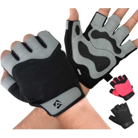 AQF Weight Lifting Gym Gloves Training Workout Fitness Gloves for Men Women Padded Palm Grip - for Cycling, Lifting, Exercise, Pull Ups, Weightlifting - Breathable and Snug fit (Grey, L)