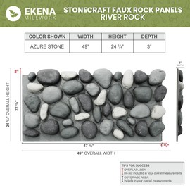 EverStone River Rock Faux Rock Panel, 49"W x 24 3/4"H x 3"D, Azure Stone Color