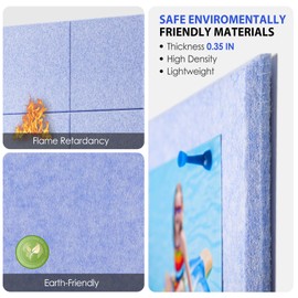 MaxGear Large Cork Board for Wall 47" x 35" Light Blue Bulletin Board, 12 Pack Felt Wall Tiles with Pushpins, Cork Boards for Office Pin Board Tack Board for Photo Meno Decor