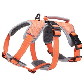 BELPRO Multi-Use Support Dog Harness, Escape Proof No Pull Reflective Adjustable Vest with Durable Handle, Dog Walking Harness for Big/Active Dogs (Orange, L)