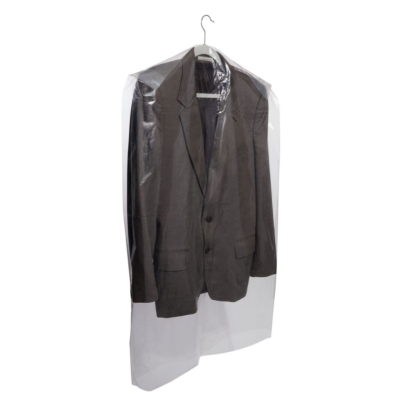 50 Pack Clear Plastic Garment Bags for Hanging Clothes, Dry