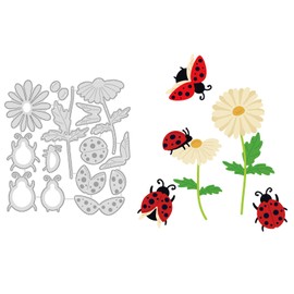 GLOBLELAND Flower Ladybug Metal Cutting Dies Flower Ladybug Cutting Dies Metal Cutting Dies for Card Making Embossing Tool Stencil Scrapbooking