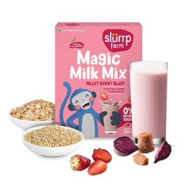 Slurrp Farm Magic Milk Mix Powder | Millet Berry Blast Drink for Kids & Adults | No Refined Sugar, High Calcium & Fiber | Tasty, Easy to Digest & Nutritious Beverage | 8.82 Oz (250g)