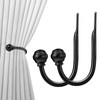 Hion Curtain Holdbacks Black 2pcs, Curtain Tiebacks Wall Mounted Curtain