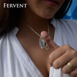 Fervent Inspirational Tag Necklace [Love - Courage - Strength] Tri-Toned Stamped Plates on Link Chain Necklace