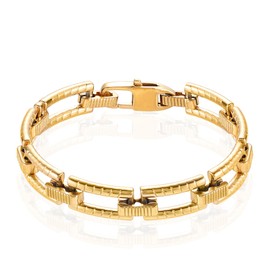 LCTrusttmor Gahna Stainless Steel Bracelets for Men, Gold Link Chain Bracelet 8.2 Inches Length Punk Jewelry Gifts