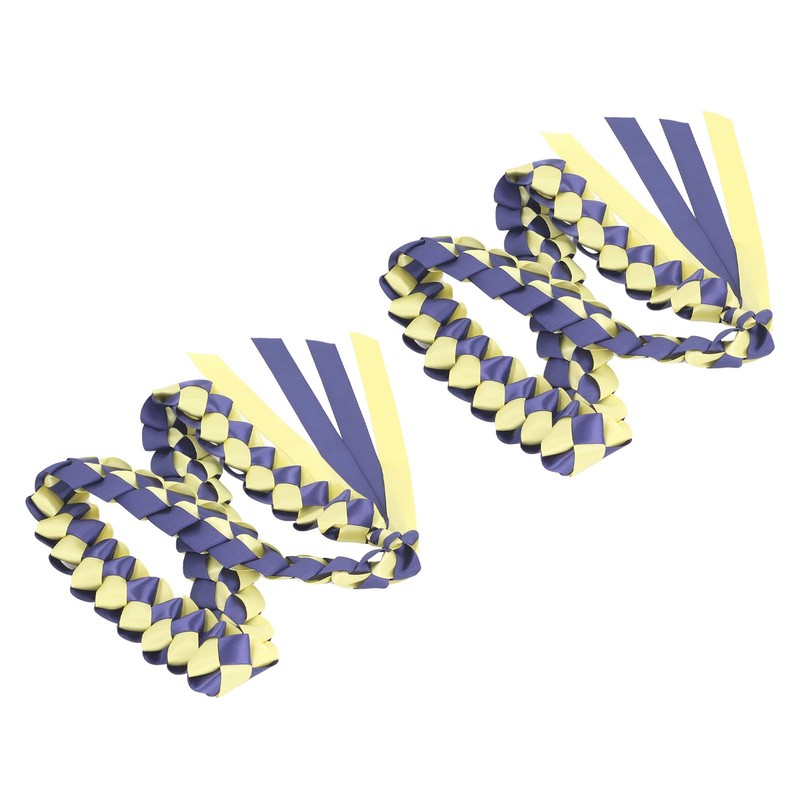 2Pcs Ribbon Leis Double Braided Necklace Graduation Congrats Accessory for
