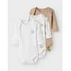 NAME IT Child Romper 3 Pack, Oxford Tan