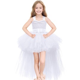 White Christmas Tutu Dress for Girls Tulle Dresses Fairy Princess Dress up for Kids Toddler Little Girl Birthday Party Outfit Size 9-10