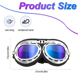 cailiya Motorcycle Vintage Aviator Goggles Aviator Goggles Fancy Dress Motorcycle Goggles for Glasses Wearers for Bike Motocross Goggles Protective Costume for Men and Women