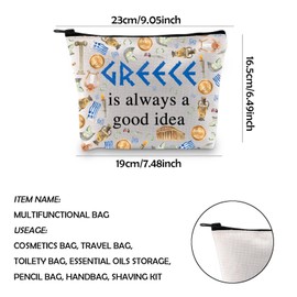 WCGXKO Greece Gift Greece Surprise Trip Gift Greece Is Always A Good Idea Zipper Pouch Makeup Bag (GREECE)