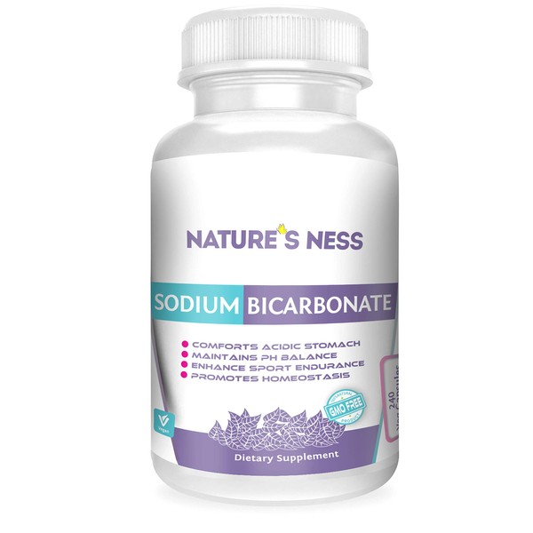 Natures Ness - Sodium Bicarbonate Antacid, 240 Veg Capsules Relief for Acid Indigestion, Heartburn, Sour Stomach & Upset Stomach