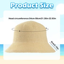 NUOGUAYI Woven Bucket Hat, Adjustable Fishing Hat, Foldable Sun Hat, Summer Knitted Hat, Knitted Hats for Women, for Travel, Holiday, Outdoors