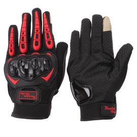 HOPESPANNER XXL Motorcycle Gloves Breathable Full Finger Gloves Nylon Outdoor Glove Black Red 1 Pair