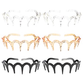 Tihebax Zig Zag Headbands, 6PCS Plastic Hairband Zig Zag Headband for Women&Men Sharks Tooth Hair Comb Headband Wavy Teeth Head Bands U Shaped Hair Hoop Women Girls Unisex