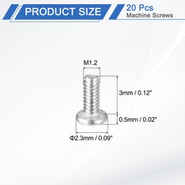 sourcing map M1.2-0.25 x 3mm 20Pcs Flat Round Head Screws 304 Stainless Steel Phillips Drive Machine Screws Hardware Fastener for Furniture Connection