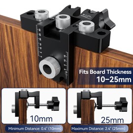 Preciva 3-in-1 Adjustable Drill Guide Jig for Woodworking, Pocket Hole, 90° and Edge Drilling, Precision Depth Scale, 6/8/10mm, with Drill Bits & Screws