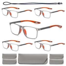 Hubeye 5 Pairs TR90 Sports Reading Glasses for Men and Women Ultralight Flexible Anti-Blue Light Readers +1.25