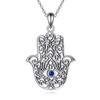 VONALA Hamsa Hand Necklace 925 Sterling Silver Evil Eye Hand