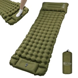 ACTIVE FOREVER Self-inflating Camping Mat, 9cm Thickness Inflatable Sleeping Mat with Pillow Built-in Foot Pump, Compact Waterproof Air Mattress for Outdoor Camping, Backpacking, Hiking, Beach, Green