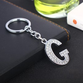 BESPMOSP A-Z Letter Keychain Keyring Crystal Shiny Family Best Friend Jewellery (G)