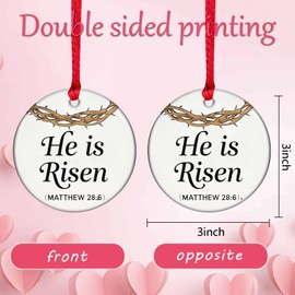 Easter Tree Ornaments,He is Risen Easter Ornaments for Tree Religious Christian Ceramic Keepsake Sign Hanging Ornament Spring for Mom Women Home Easter Church Holiday Decorations